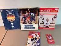 Group shot of all four hockey items
