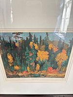 Full view of framed serigraph with mat and glazing