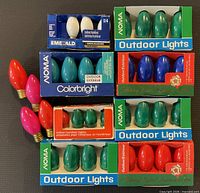 Front view of all packaged and loose bulbs