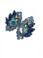 Front view of both rhinestone earrings showing stone arrangement and colours