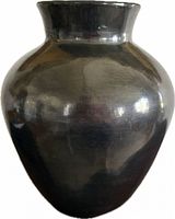 Front view of rounded gunmetal ceramic vase