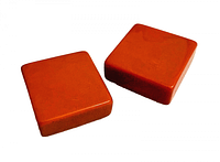 Front view of both orange square earrings