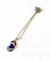 Full view of sterling chain and lapis pendant