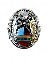 Front view showing inlay, flower and leaf design