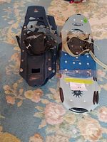 Both snowshoes side by side showing decks, bindings and overall condition