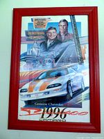 Full view of framed 1996 Camaro Brickyard 400 poster