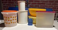 Group shot showing all seven Tupperware pieces together