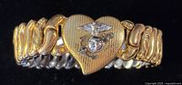 Gold-tone LaMode expansion bracelet heart center with USMC emblem