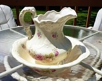 Pitcher and basin full view showing design and matching set