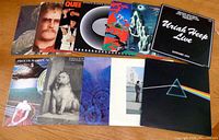 Group shot of all ten vinyl LPs showing front jackets