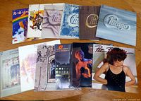 Group shot of all vinyl LPs laid out showing front jackets