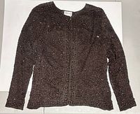 Front view of brown silk Stenay beaded top size L