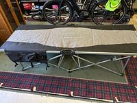 Cot fully assembled showing full length and side pouch