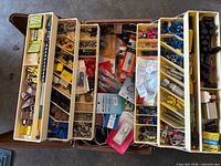 Toolbox fully opened showing overall assortment