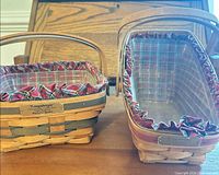 Both Longaberger baskets side by side showing size and liners