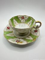 Cup on saucer showing full pattern