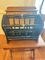 Magazine rack overall view showing structure and spindles