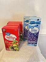 Group of five boxes Great Value zipper bags