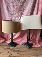Both lamps side by side showing different shade shapes and colors