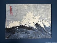 Full view of acrylic wave painting on canvas