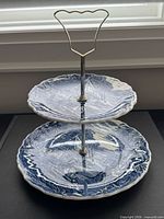 Full view of assembled two-tier cake stand