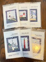 All six quilt patterns laid out