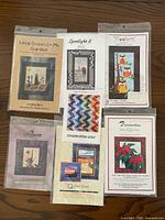 All seven quilting patterns laid out