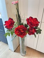 Full view of vase with floral arrangement