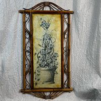 Front view of bamboo frame with botanical print