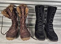 Front view of both boot pairs standing upright