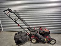 Full view of Craftsman mower and detached grass bag