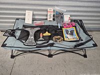 All items displayed on elevated pet cot