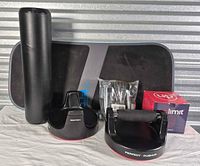 All items overview: foam roller, balance board, push-up handles, MyoBall box, hardware