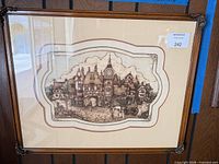 Full view of framed lithograph showing artwork, mat and frame