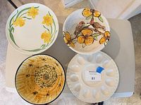 Overhead view of all four serving pieces together