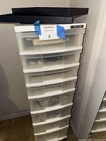 Full view of plastic Mini Chest drawer unit with trays on top