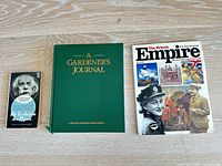 Front covers of three adult books: The Evolution of Physics, A Gardener's Journal, The British Empire