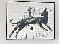 Frontal view of signed Lora Zombie giclée print in frame