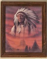 Full view of framed poster print showing portrait and landscape