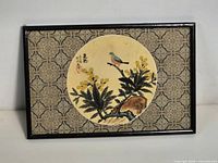 Full view of framed Chinese watercolor painting