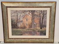 Full view of framed print with mat and frame