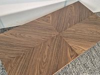 Top view showing walnut chevron pattern