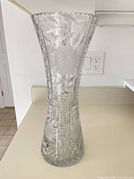 Full view of clear cut crystal vase front