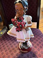 Full view of resin girl figurine on base