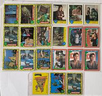 All 21 TMNT trading cards front views in archival sleeves, plus one reverse view