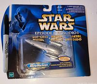 Front view of sealed Star Wars Episode I Royal Starship die-cast Micro Machines on card with size reference