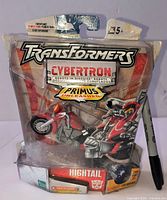 Front view of sealed Transformers Cybertron Hightail figure in original blister packaging