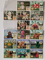Archival page displaying all sixteen Ty Beanie Babies trading cards