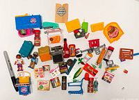 Overall view of assorted Mini Brands items spread out