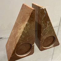 Front view showing both triangular marble bookends